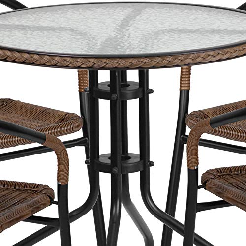 3-Piece Patio Dining Set with Glass Table and 2 Stackable Chairs M478616