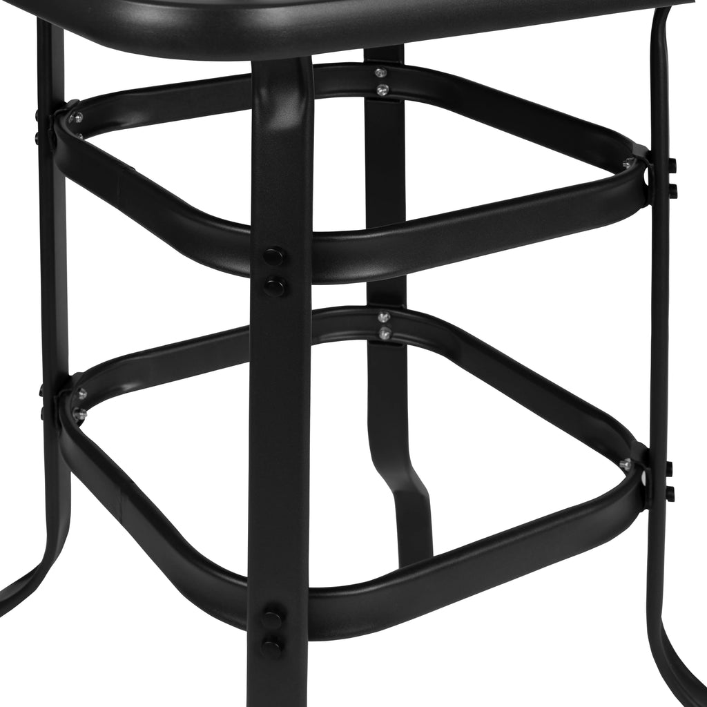 4-Person Outdoor Glass Bar Table with Gray Patio Stools Z90022