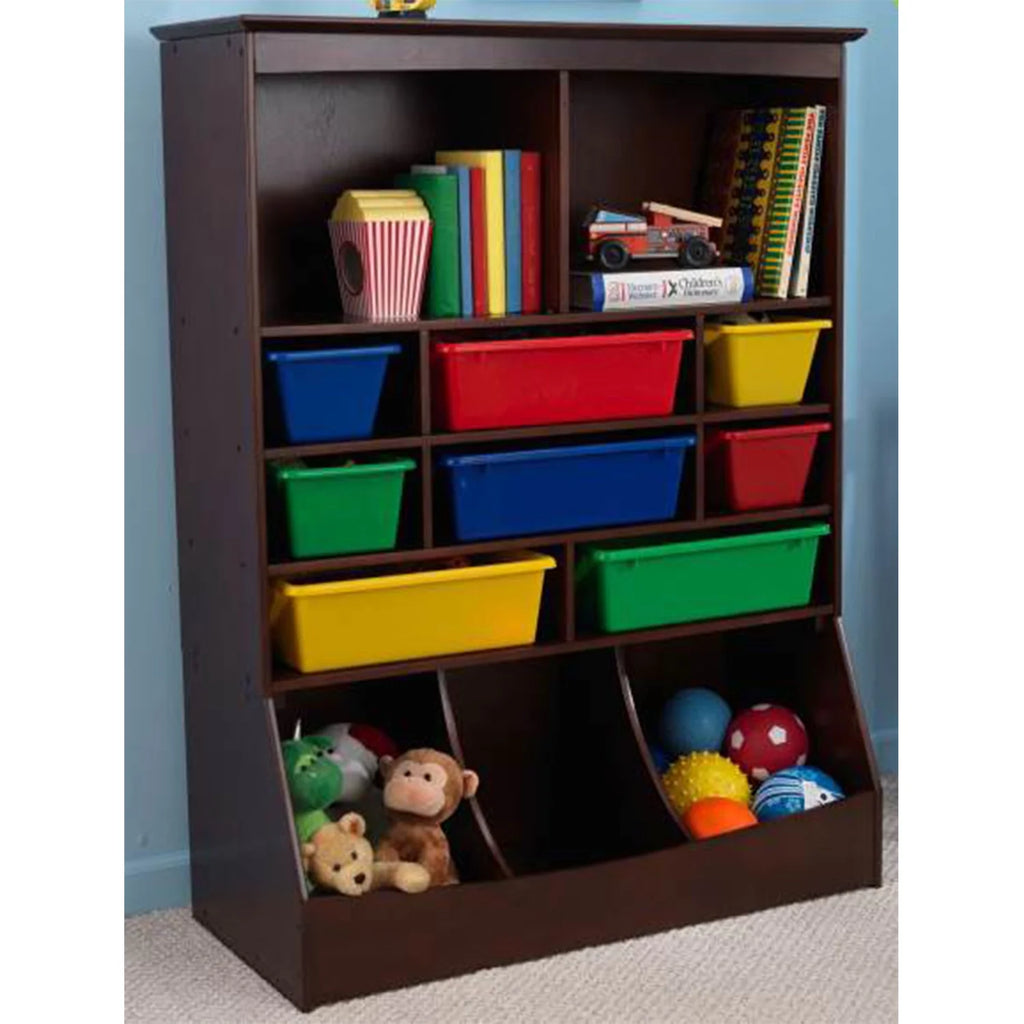 Wood Wall Storage Unit Organizer with 8 Bins V437731