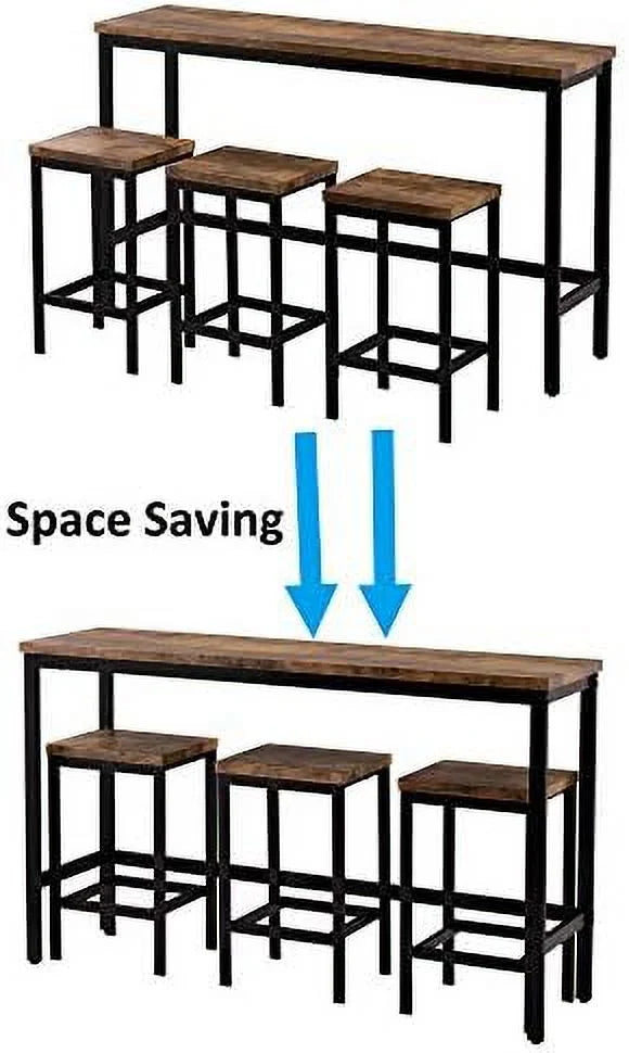 4 Piece Counter Height Dining Table Set with 3 PU Stools F652415