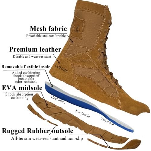 Lightweight Tactical Military Boots Side Zipper Lace Up I7993
