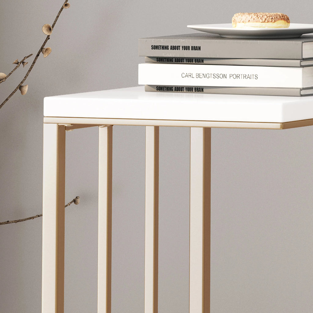 Set of 2 Champagne Gold White C Side Table B93529