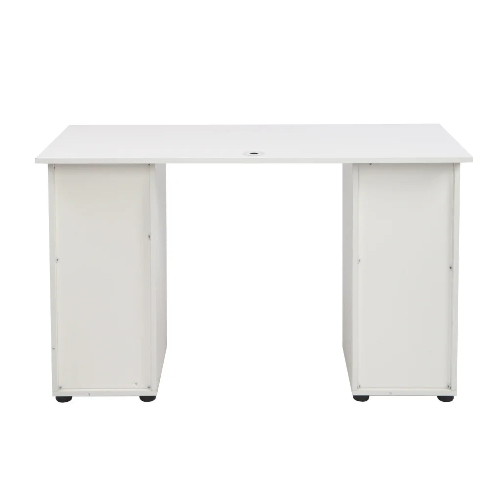 White Wood Computer Desk with 4 Drawers & 1 Cabinet H627