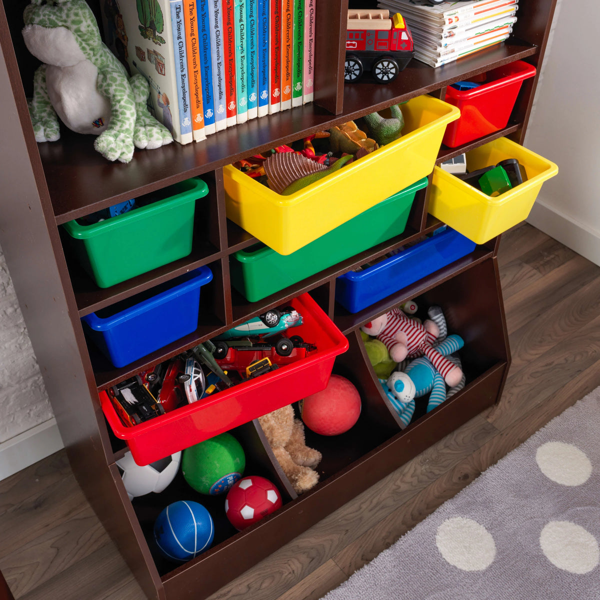 Wood Wall Storage Unit Organizer with 8 Bins V437731