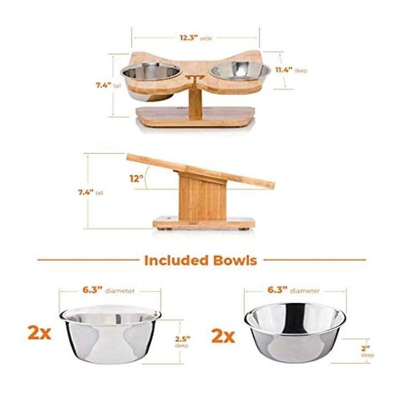 Elevated Dog Bowl Stand with Stainless-Steel Food and Water Bowls X57552
