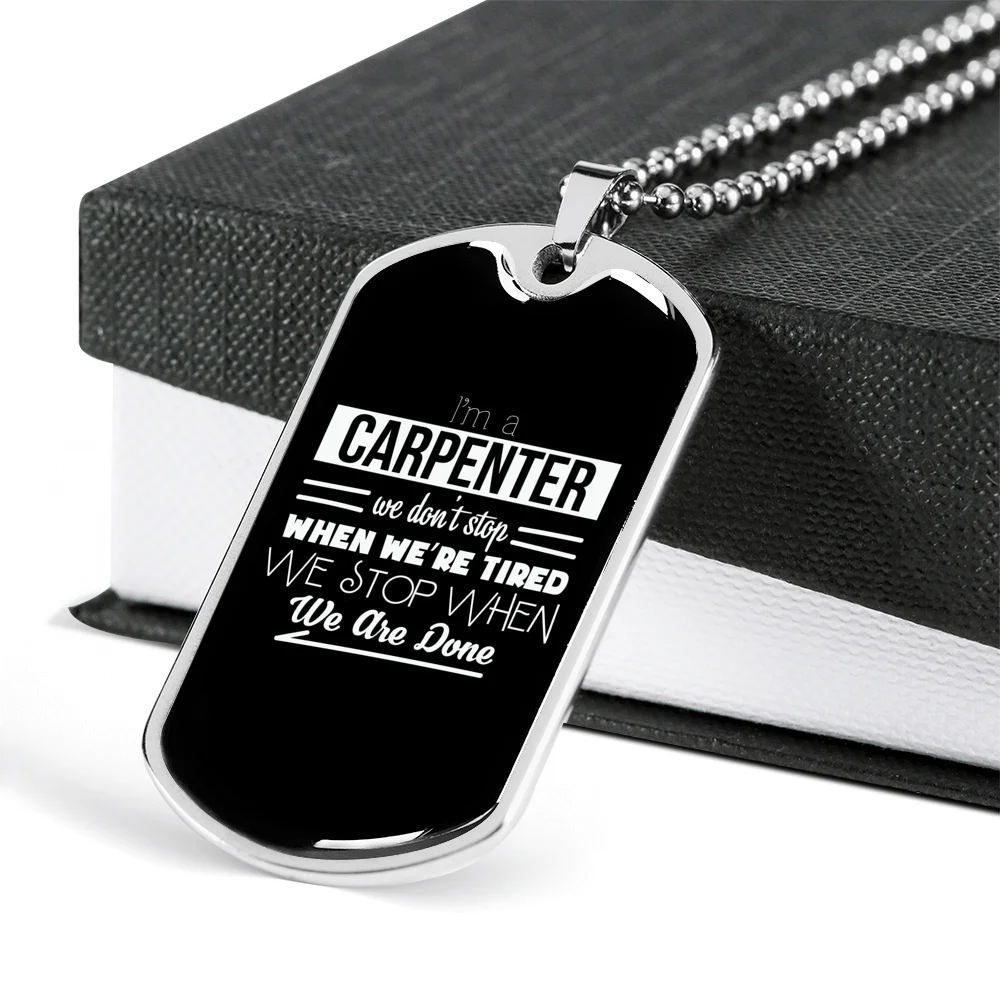 Woodworker Dog Tag Stainless Steel or 18k Gold Q457