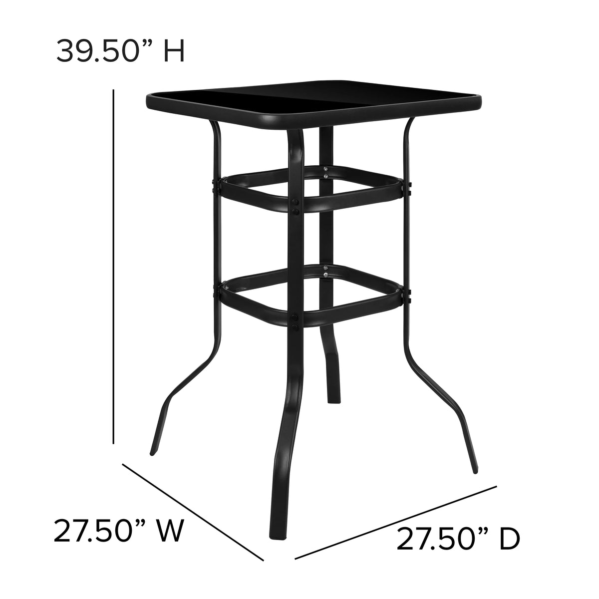 4-Person Outdoor Glass Bar Table with Gray Patio Stools Z90022