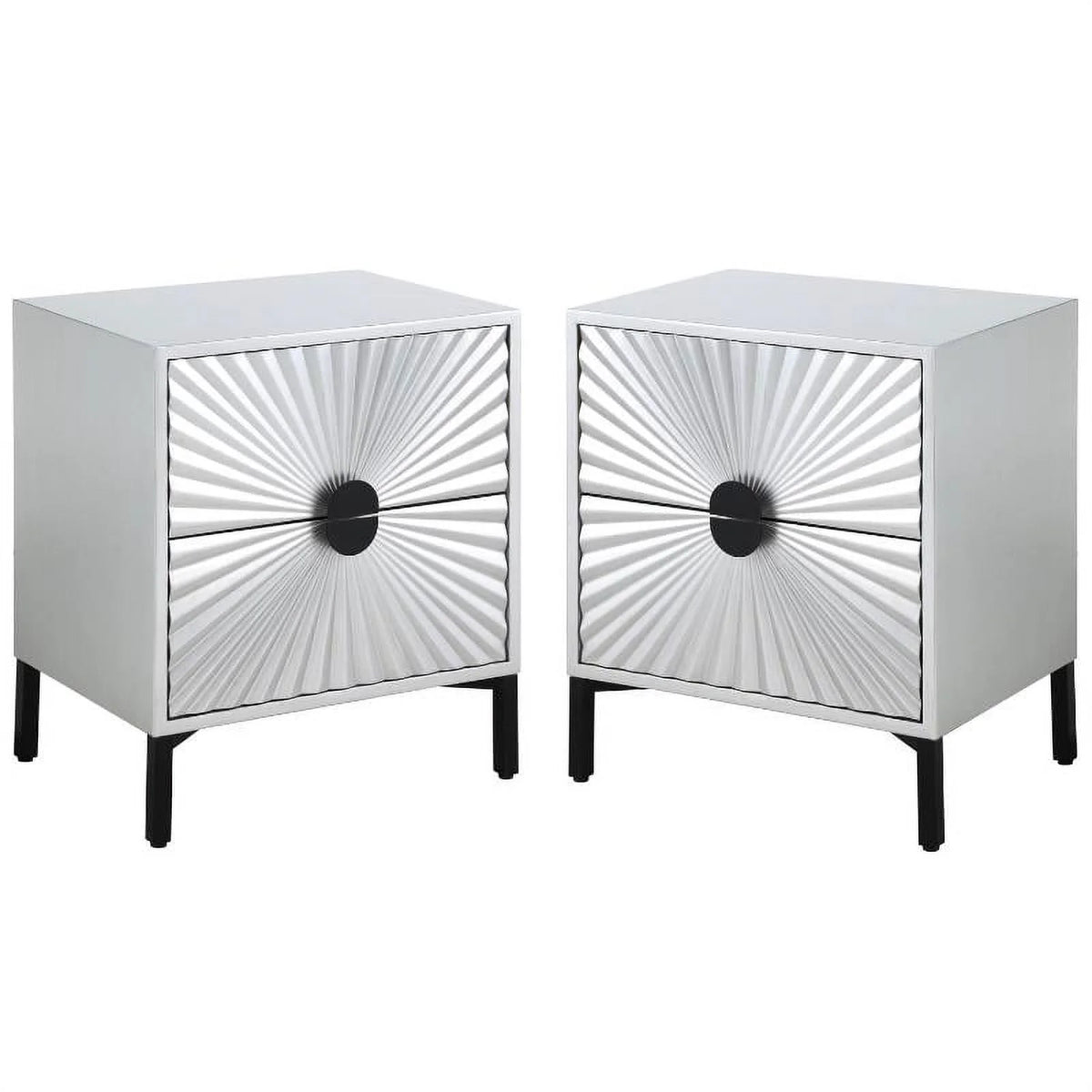 Antique Silver and Matte Black Side Table Set of 2 J228844