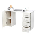 White Wood Computer Desk with 4 Drawers & 1 Cabinet H627