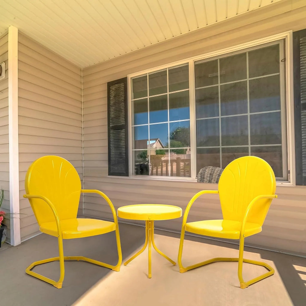 3 Piece Yellow Metal Patio Bistro Set L74563