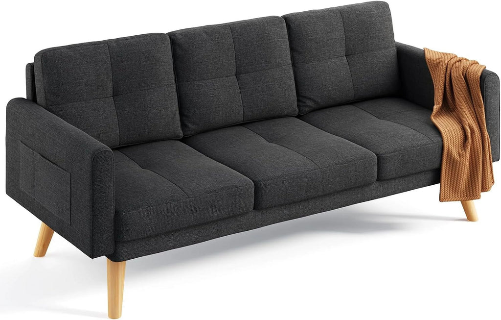 Dark Gray 2-Seater Sofa with 3 Pillows N9152