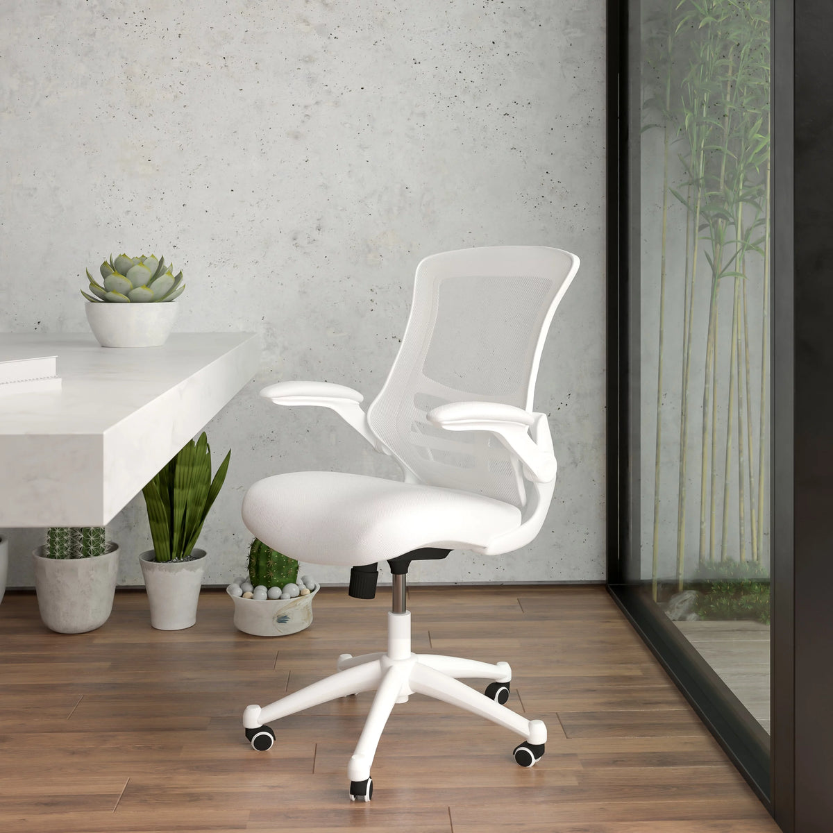 Blue Mesh Ergonomic Task Office Chair with Flip-Up Arms J257