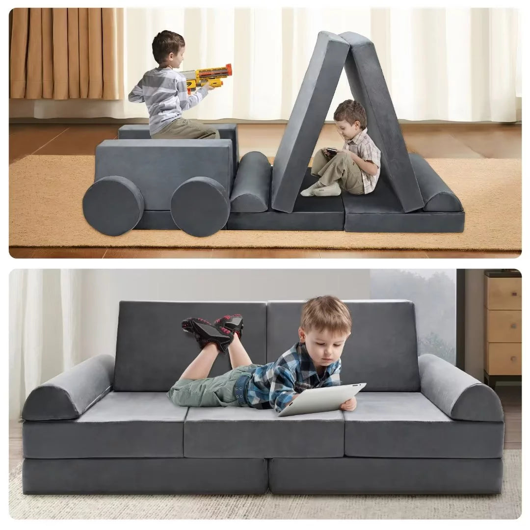 Gray 10 Pcs Kids Play Sofa T689553