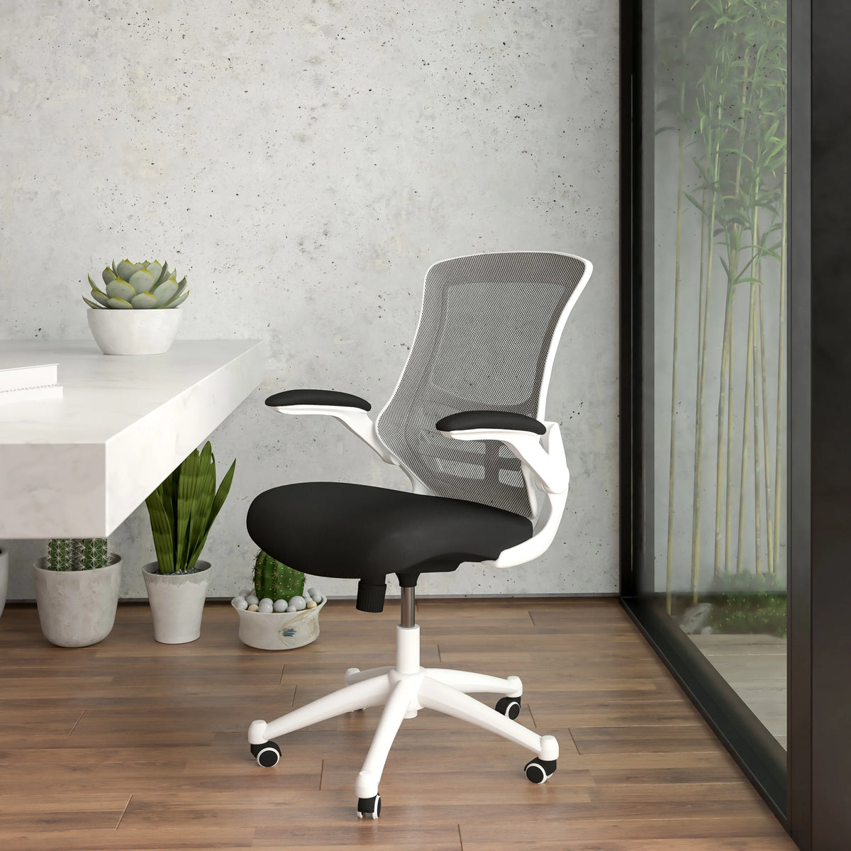 Blue Mesh Ergonomic Task Office Chair with Flip-Up Arms J257