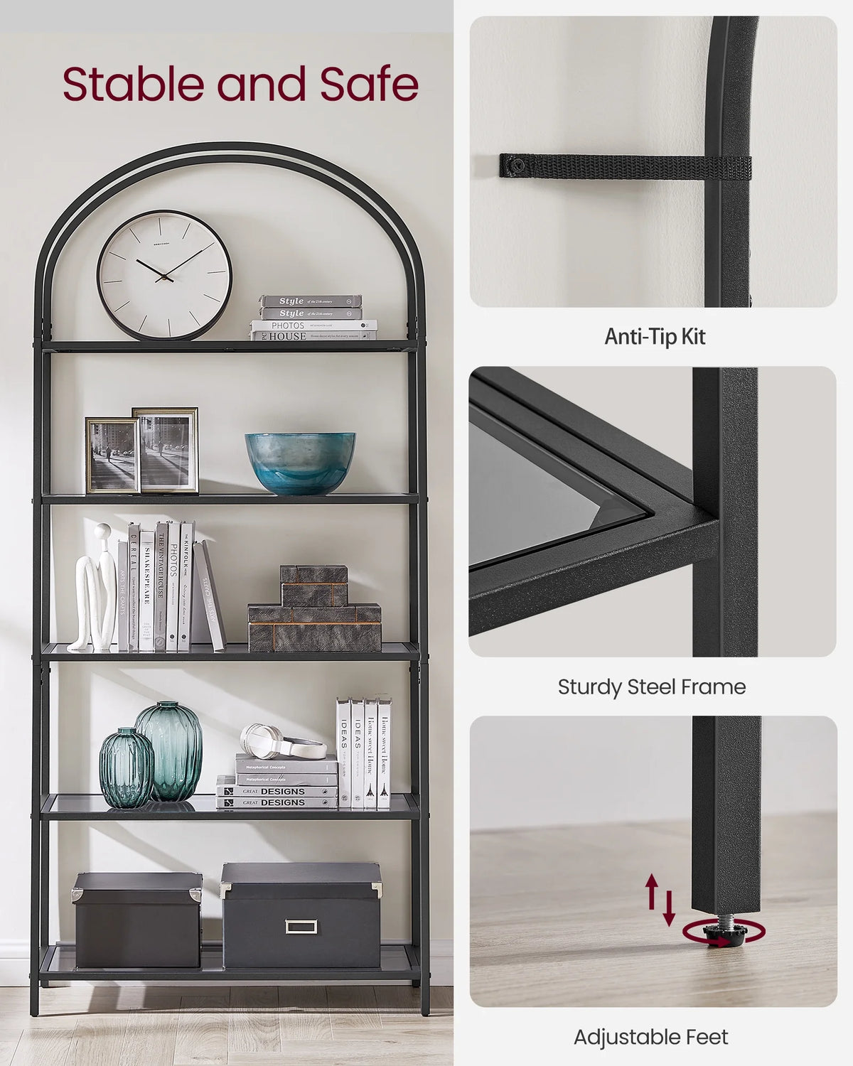 5-Tier Metal Bookcase R50331