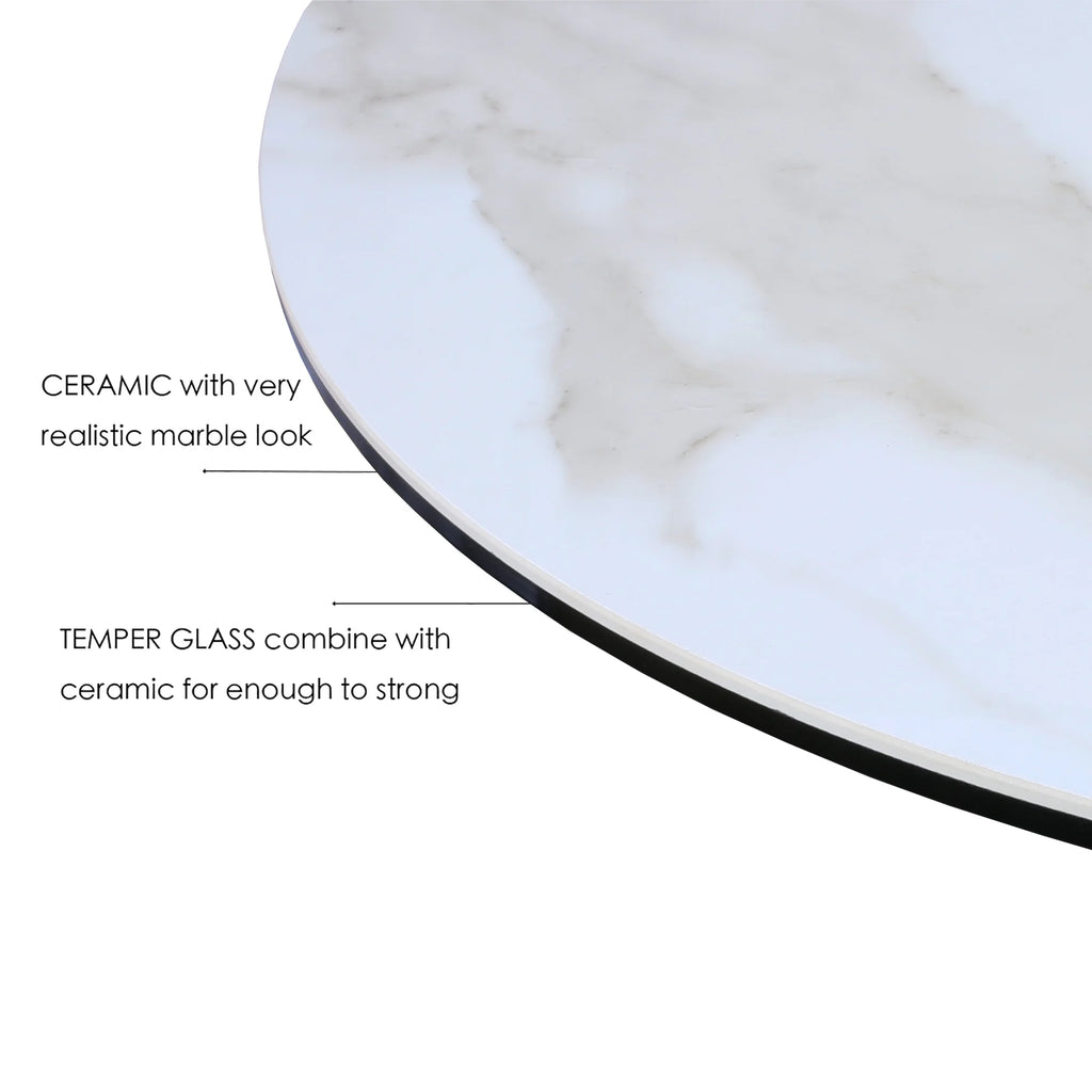 White Ceramic Top Dining Table D8907
