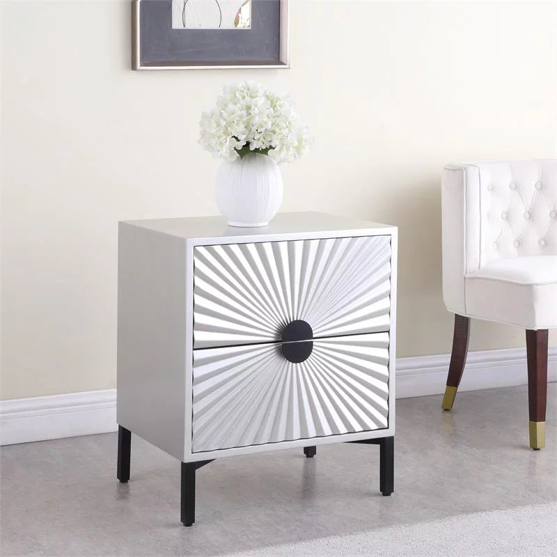 Antique Silver and Matte Black Side Table Set of 2 J228844
