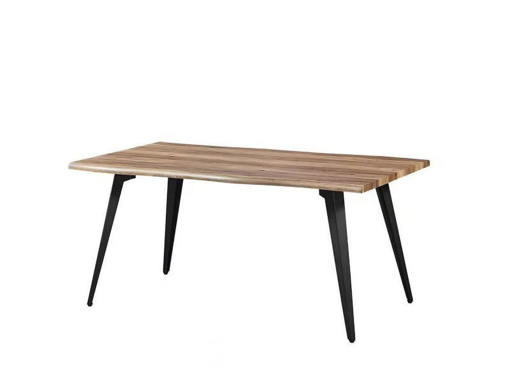 Dark Brown Wood 63" Dining Table with Metal Legs O6393