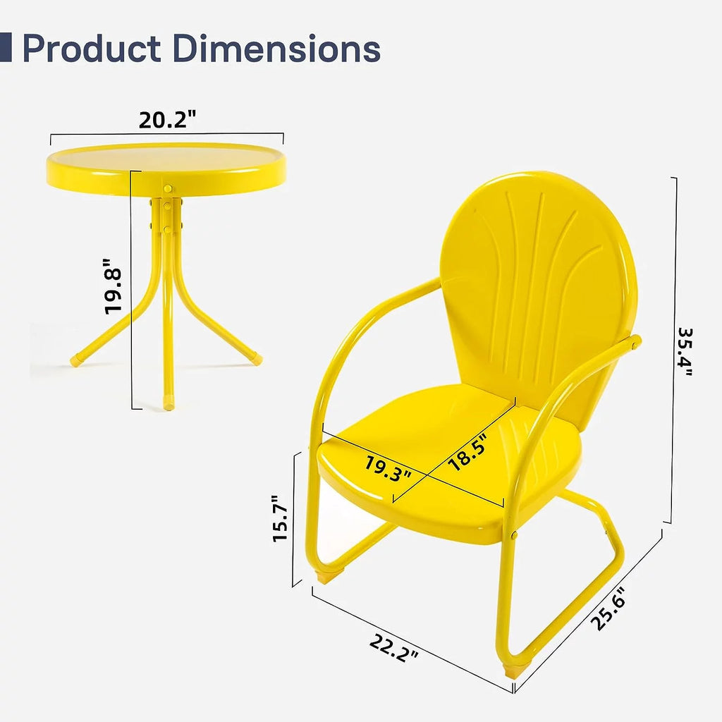 3 Piece Yellow Metal Patio Bistro Set L74563