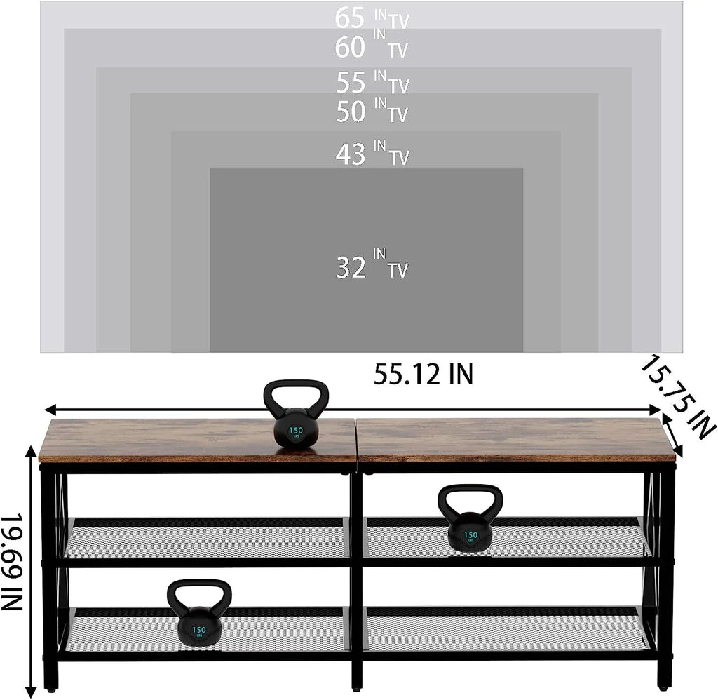60 65 Inch 3-Tier TV Stand with Metal Frame R439589