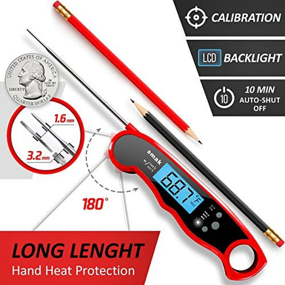Waterproof Instant Read Meat Thermometer with Backlight LCD G552851
