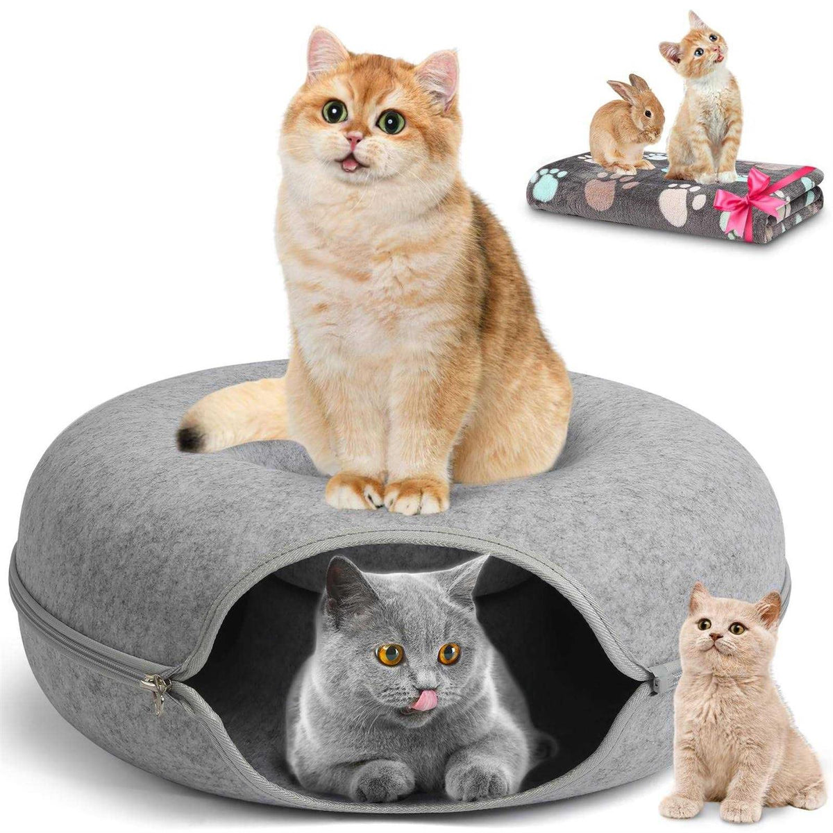 Cat Tunnel Bed with Pet Blanket M897