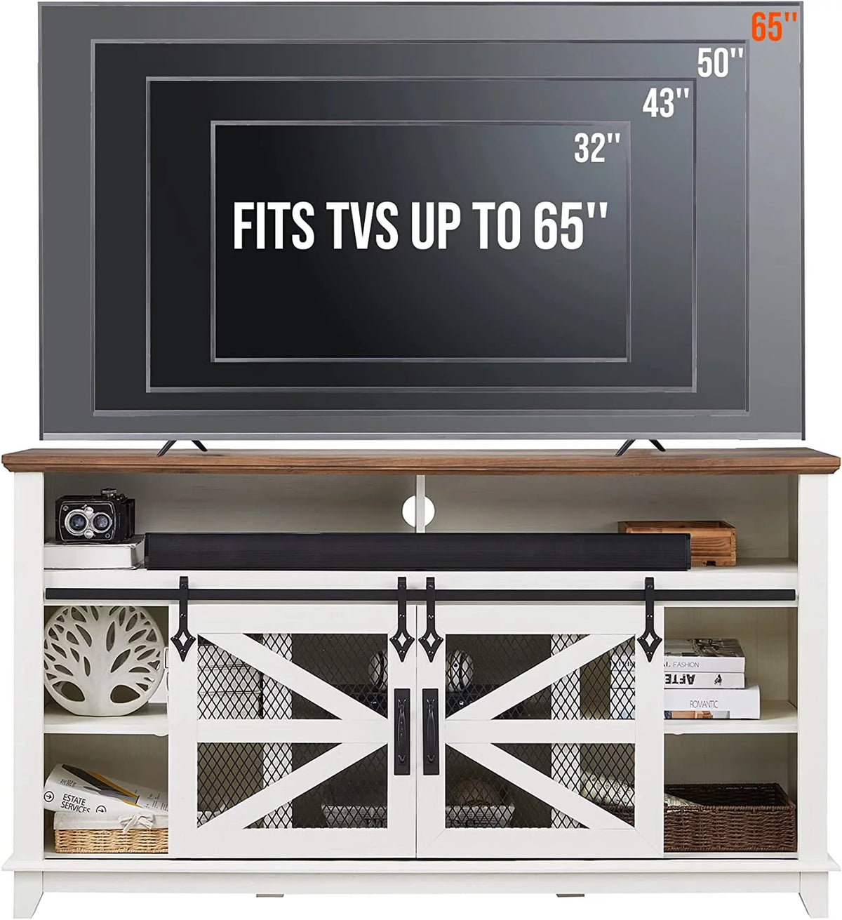 Antique White TV Stand Q69919