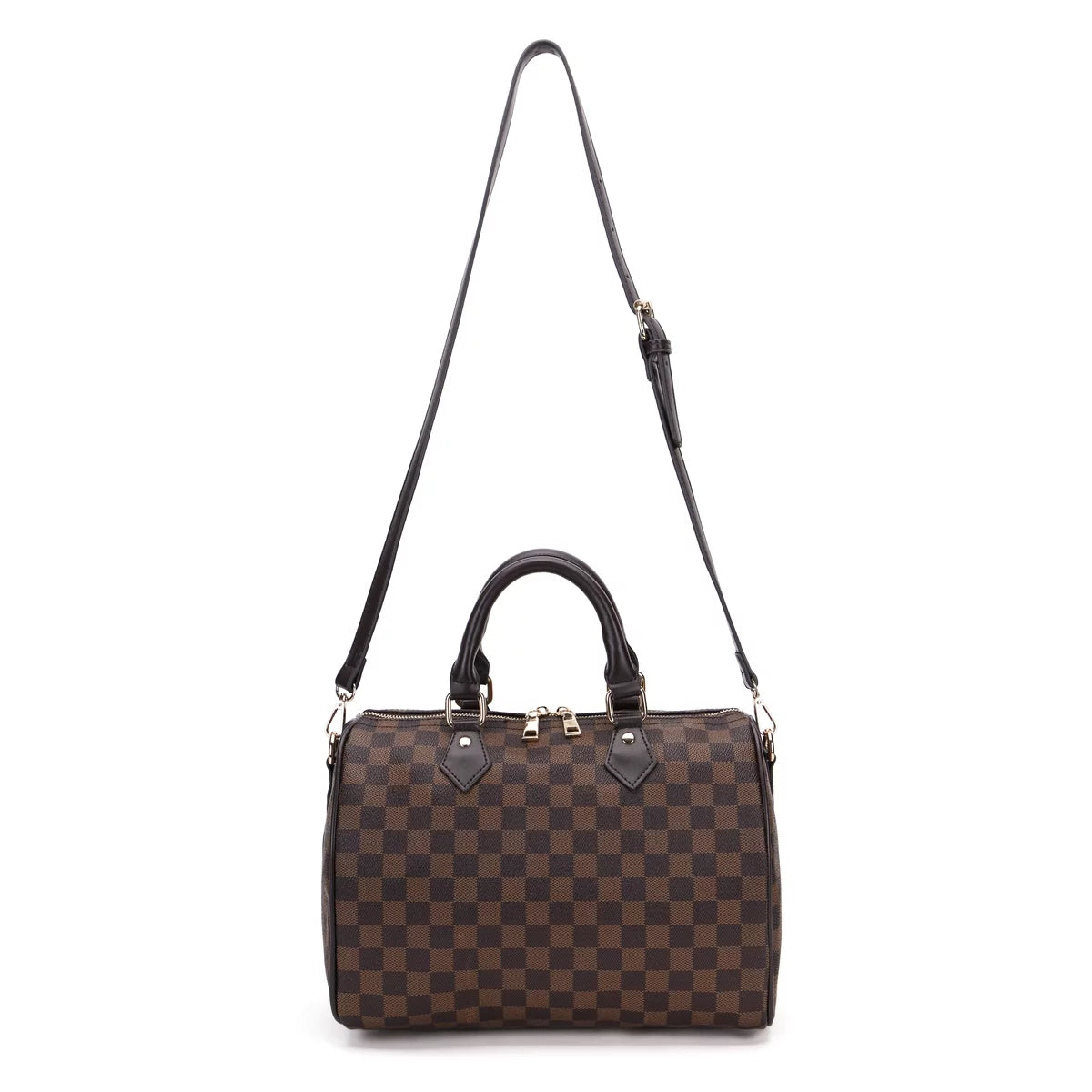 Checkered Crossbody Bag with Inner Pouch J4289