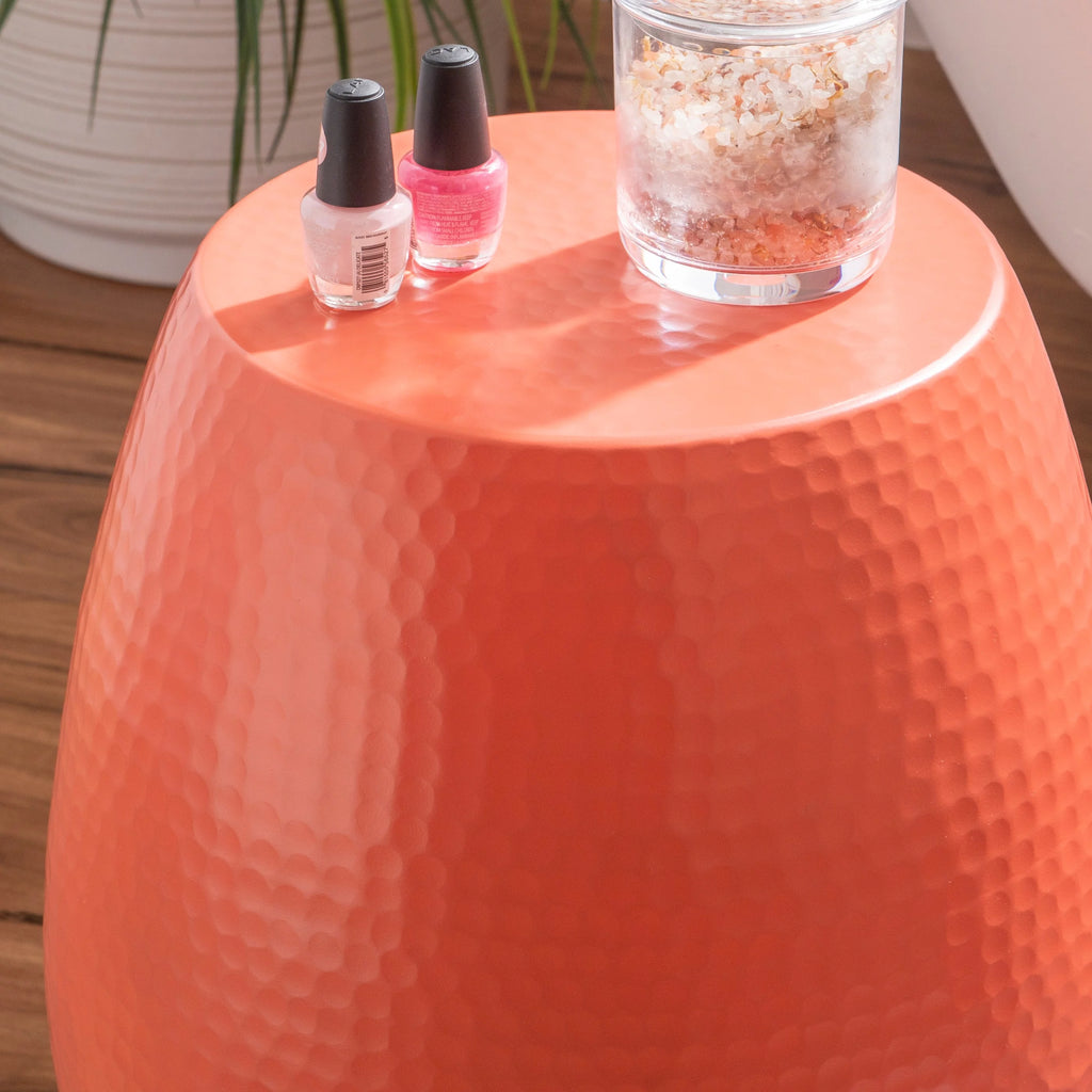 Coral Textured Metal Side Table O987231