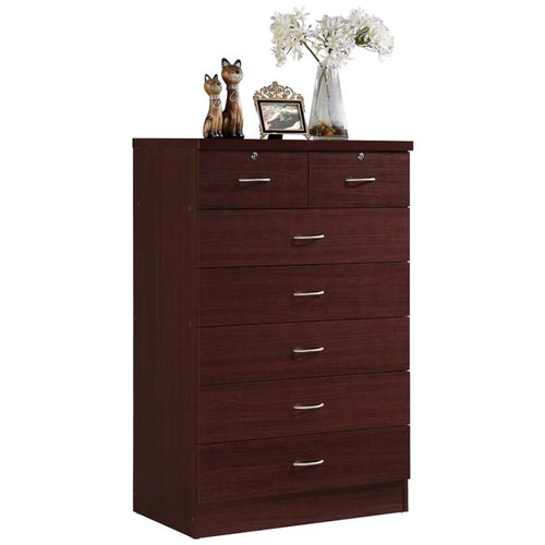 2 Piece Captain Bed and 7 Drawer Chest Set Mahogany Wood L17834