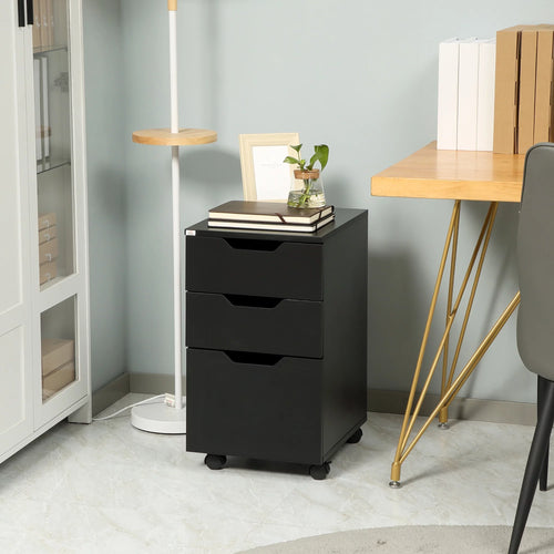 3 Drawer Black Mobile File Cabinet I287