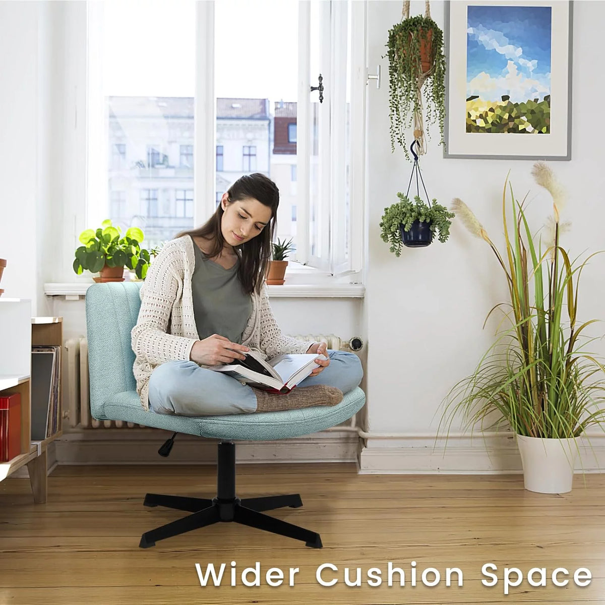 Armless Fabric Padded Swivel Desk Chair N8868