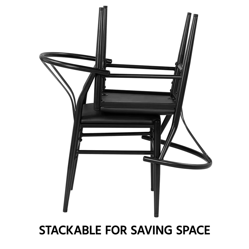 Black Metal Frame Dining Chairs with PU Leather Seat U2791
