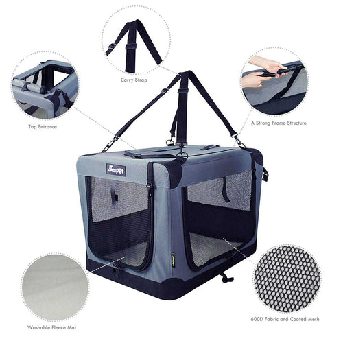 3-Door Collapsible Soft-Sided Dog Crate T4647