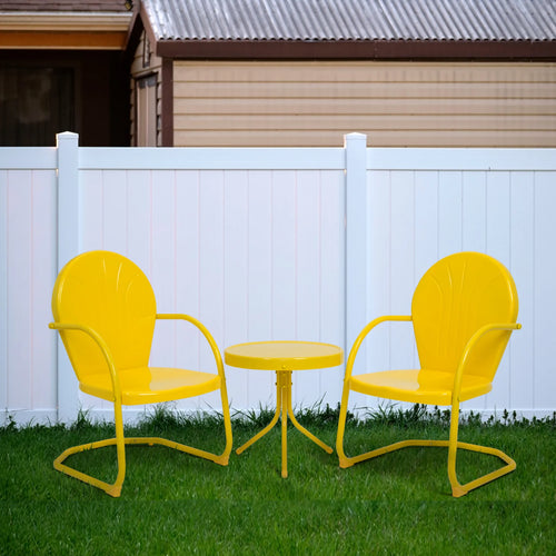 3 Piece Yellow Metal Patio Bistro Set L74563