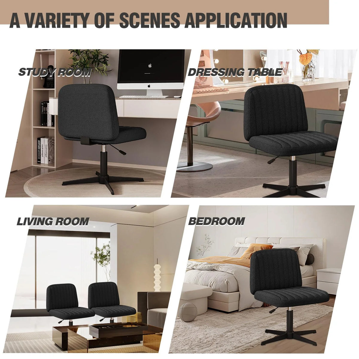 Armless Wide Seat Ergonomic Swivel Office Chair P54762