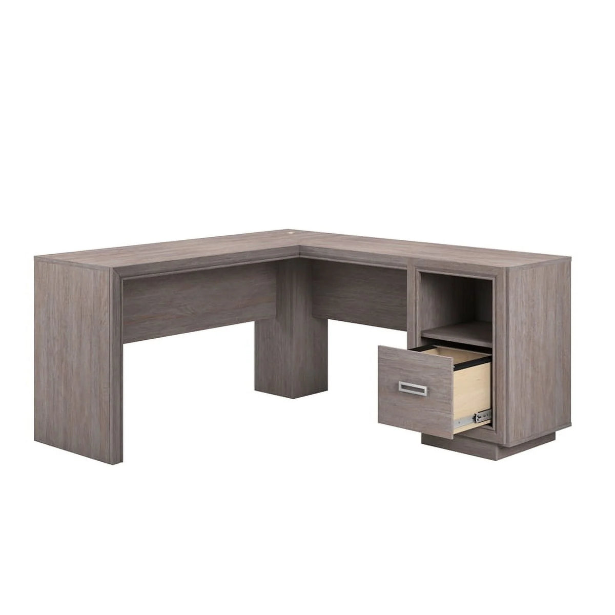 Contemporary L-Desk in Ashen Oak Finish B1239