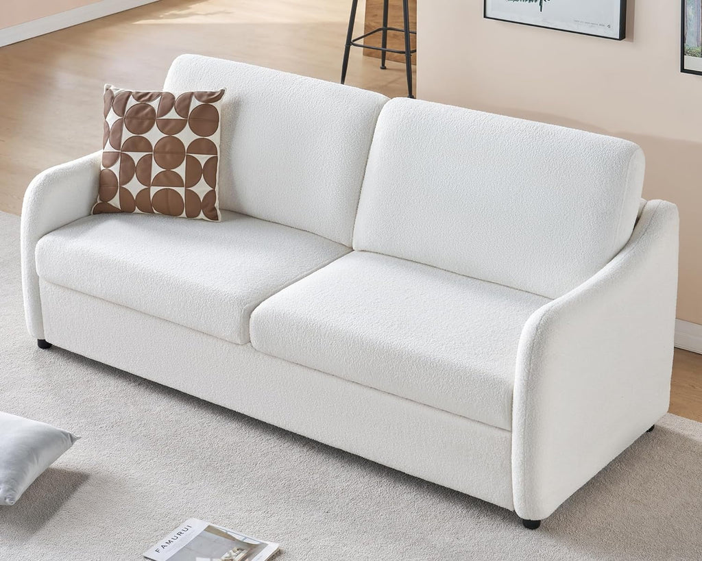 White Boucle 3 Seater Sofa O269300