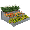 3-Tier Raised Fir Wood Garden Bed Planter O66955