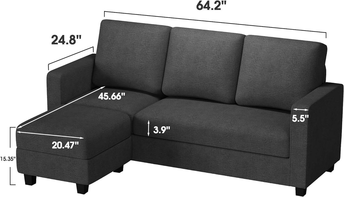 L-Shaped Reversible Chaise Sectional Sofa X7678