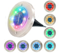 Color Changing 8 LED Disk Path Ground Lights Stainless Steel Waterproof 4 Pack Q375