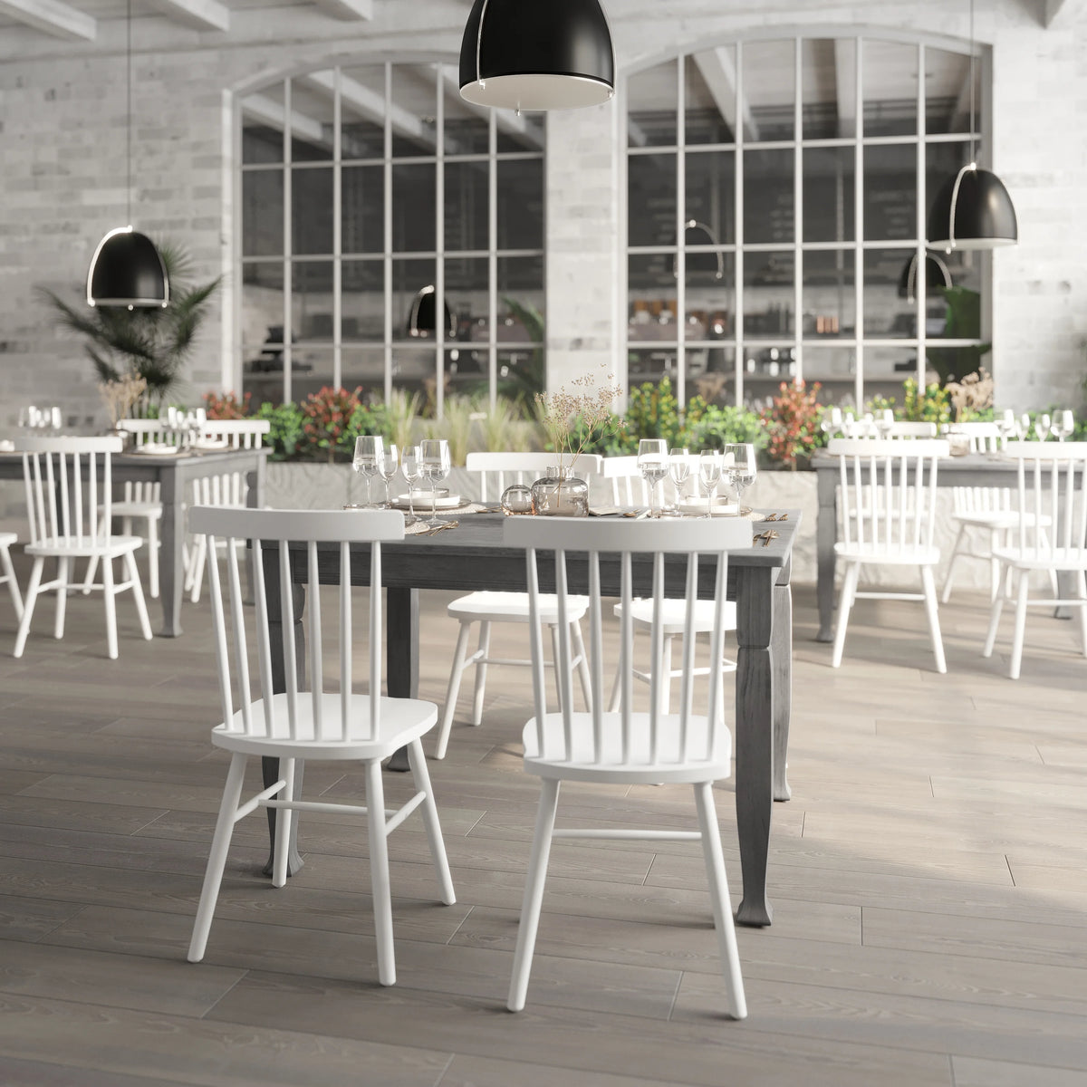 47" Solid Wood Dining Table with Turned Wooden Legs H800