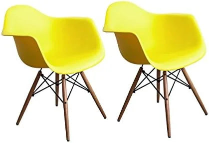 Yellow Set of Two Wooden Legs Chairs R395141