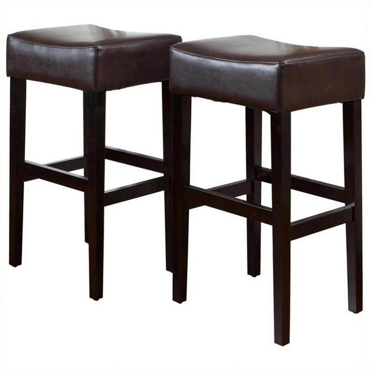30" Brown Backless Bar Stools Set of 2 P83410