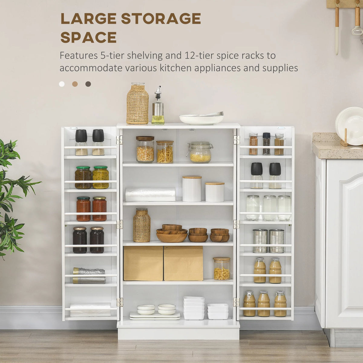 Kitchen Pantry Storage Cabinet with 5-tier Shelving K1236