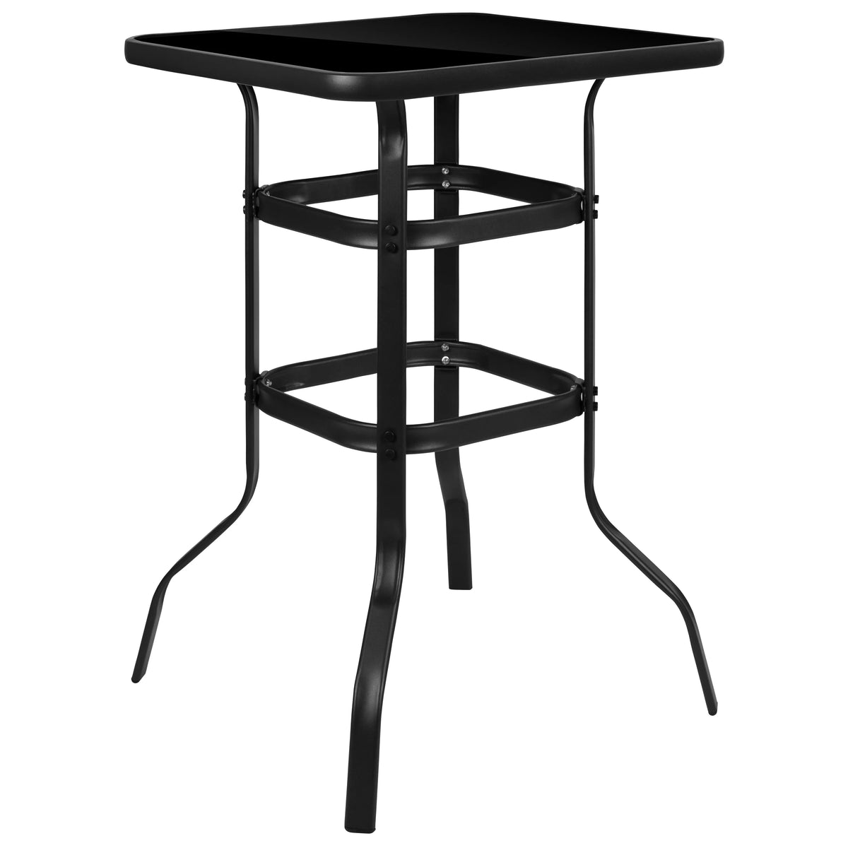 4-Person Outdoor Glass Bar Table with Gray Patio Stools Z90022