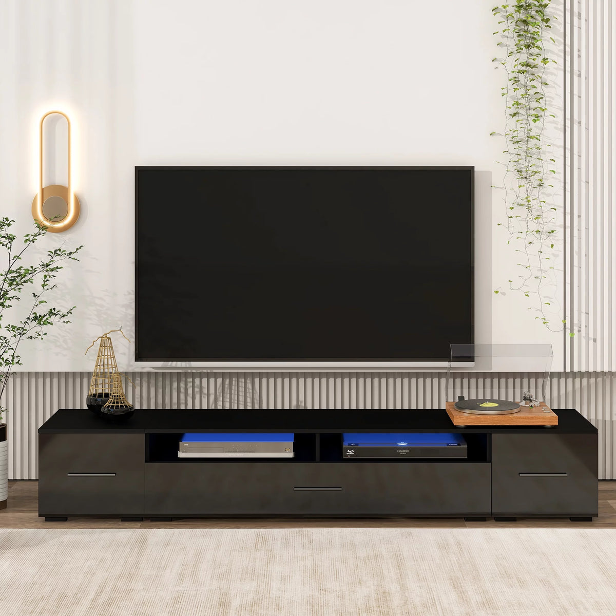 Black TV Stand with LED Lights S383