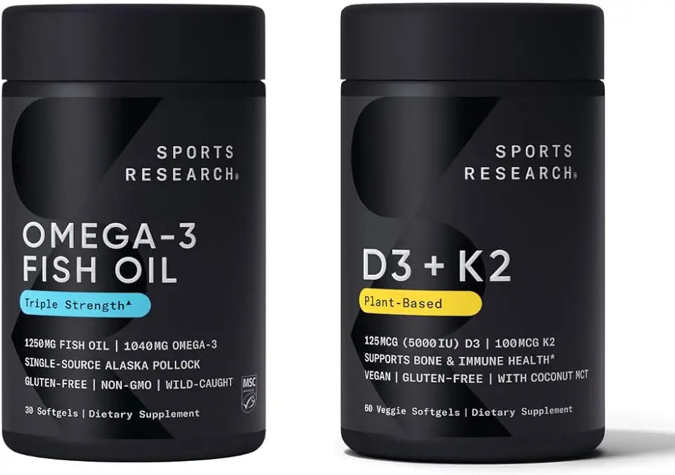 Triple Strength Omega 3 Fish Oil 1250mg EPA & DHA Vitamin D3 K2 U525705