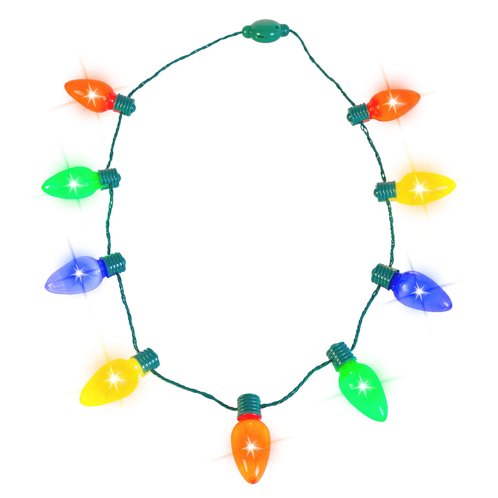 12 Piece Christmas LED Light Up Bulb Necklaces W674528
