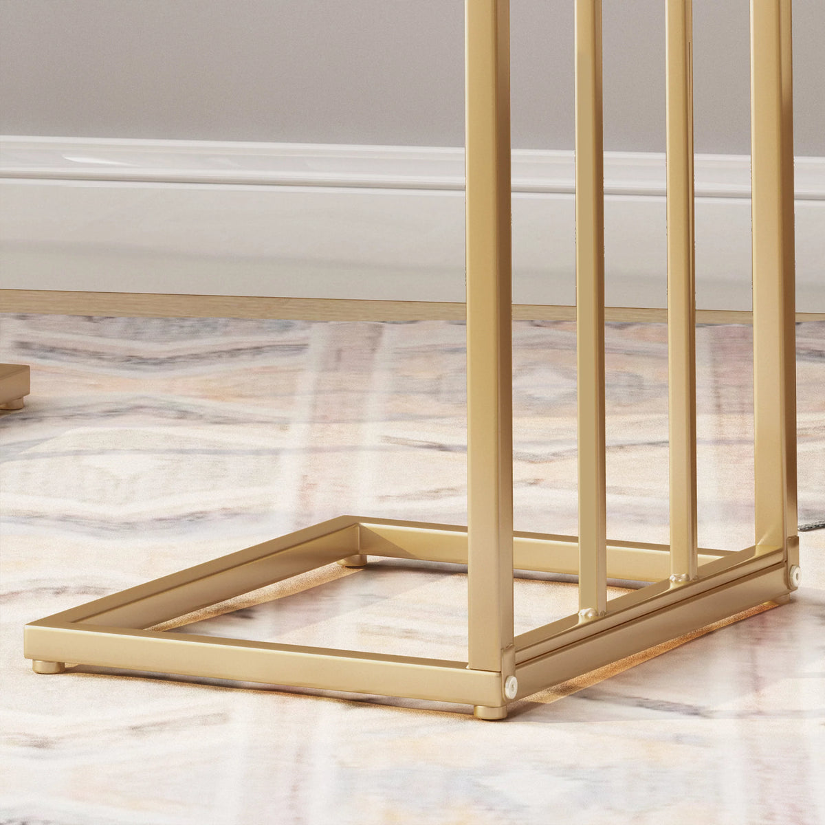 Set of 2 Champagne Gold White C Side Table B93529